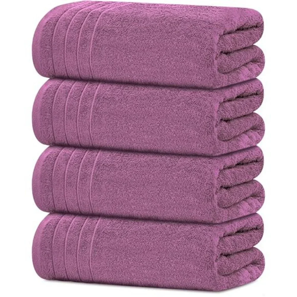 TNew Pack of 4 Extra Large Bath Towels 30 x 60 Inches, 100% Cotton,